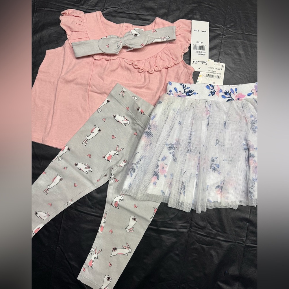 BUNDLE! Harper Canyon Pink and Gray Kids Matching Set, Splended floral skirt.
